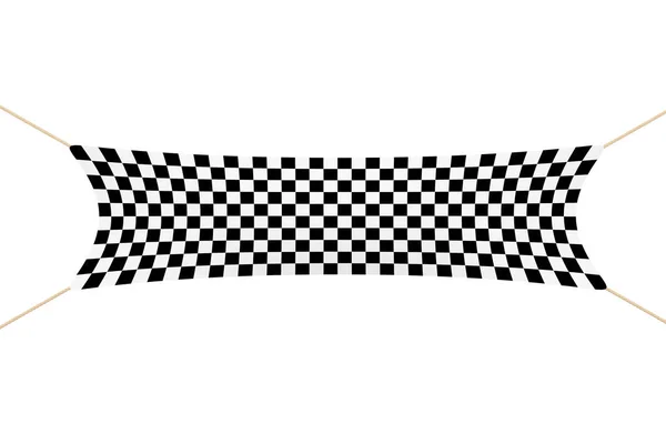 Acabamento de corrida Checkered Banner com cordas. Renderização 3d — Fotografia de Stock