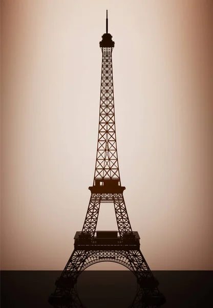 Eiffel Tower Model with backlight over Wall. 3d Rendering — Stock Photo, Image