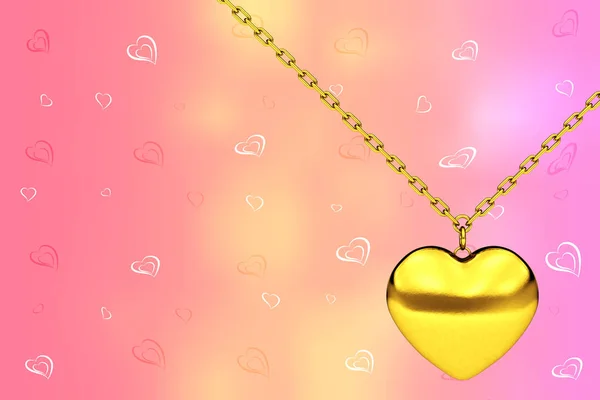 Heart Medallion on chain. 3d Rendering — Stock Photo, Image