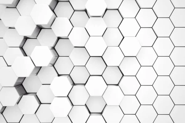 Φόντο μεταλλικό λευκό εξάγωνο. 3D rendering — Φωτογραφία Αρχείου