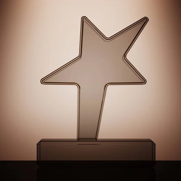 Trofeo Star Award con retroiluminación sobre Wall. Renderizado 3d —  Fotos de Stock