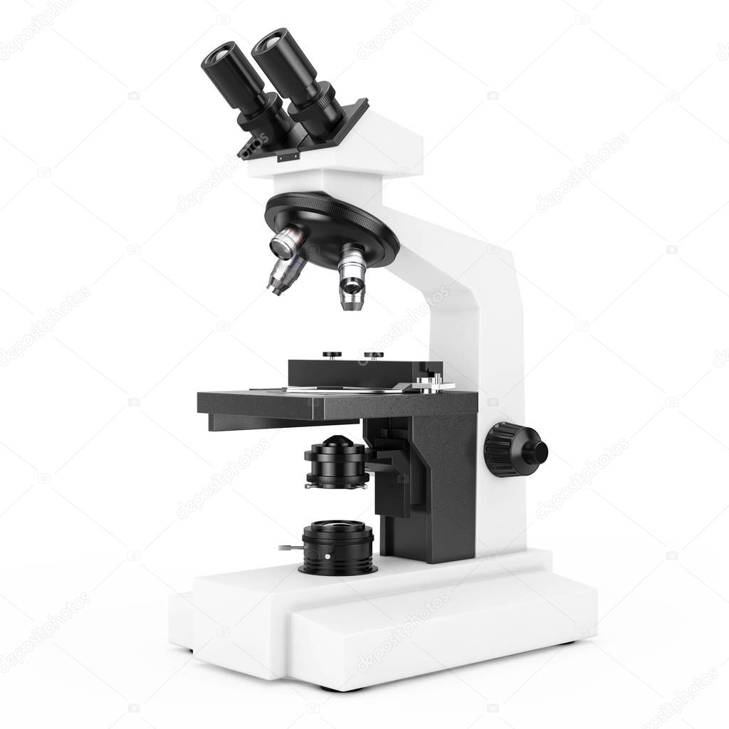 Modern Laboratory Microscope. 3d Rendering