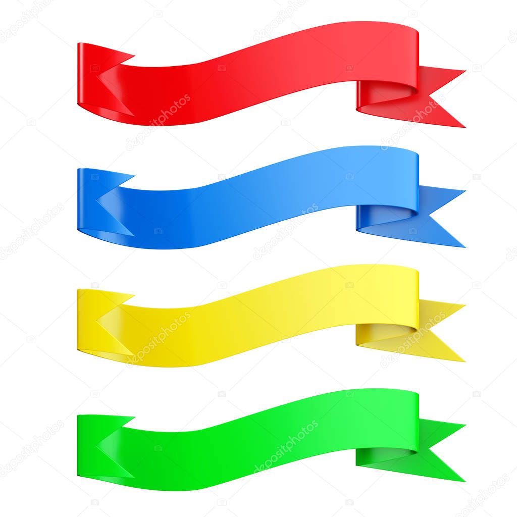 Decorative Multicolored Ribbon Banners. 3d Rendering