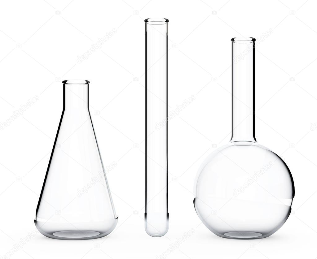 Laboratory Glassware.  Chemical Flasks. 3d Rendering