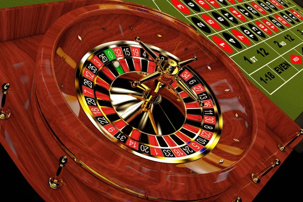 Classic Casino Roulette Table. 3d Rendering