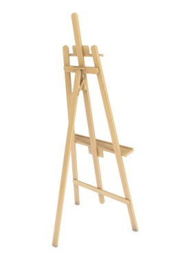 Ahşap sanatçı şövale. 3D render