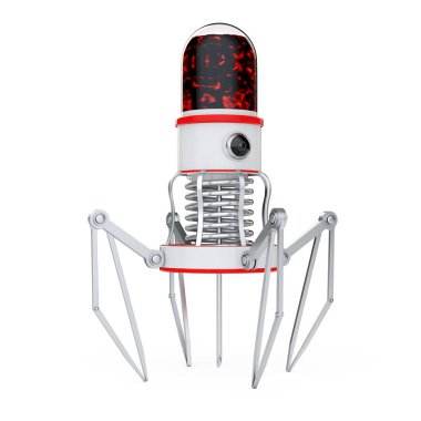 Kan Nano Robot kamera, pençeleri ve iğne ile. 3D render
