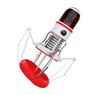 Nano Robot kamera, pençeleri ve iğne ile kan hücre üzerinde kan. 