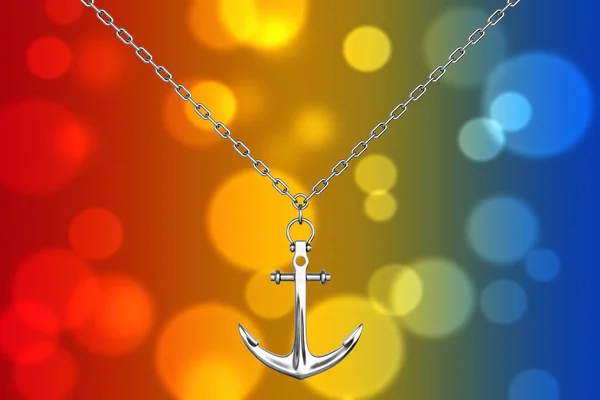 Silver Necklace with Anchor. 3d Rendering — Stock Photo, Image