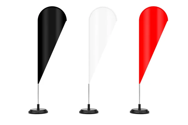 Blank Banner Feather Flag Stands. 3d Rendering