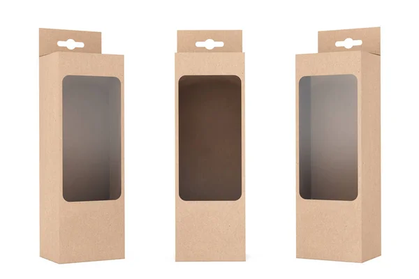 Product pakket Box met Hang-sleuf en transparante Film raam. — Stockfoto