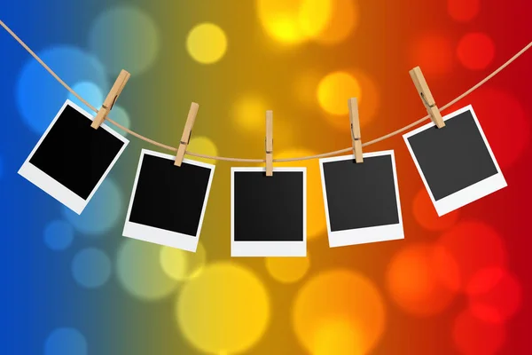 Photo Frames with Clothespins. 3d Rendering — Stock Photo, Image