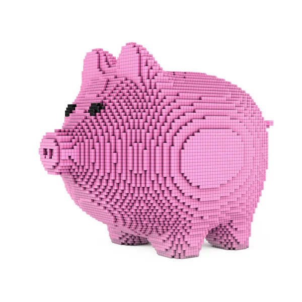 Piggy Bank em Pixel Art Style. Renderização 3d — Fotografia de Stock