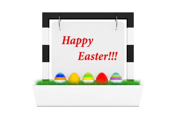Fila de huevos de Pascua en pantalla de escritorio de banner al aire libre con Happy Eas —  Fotos de Stock
