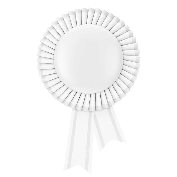 White Blank Award Ribbon Rosette. Renderização 3d — Fotografia de Stock