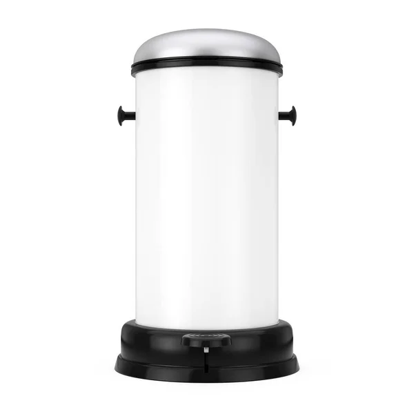 White Metal Trash Can met pedaal. 3D-rendering — Stockfoto