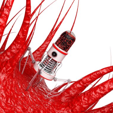 Nano Robot kamera, pençeleri ve iğne ile virüs üzerinde Bacte kan