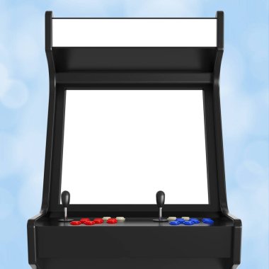 Tasarımınız için oyun Arcade makinesi ile boş perde. 3D parçalamak