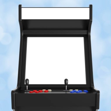 Gaming Arcade Machine with Blank Screen for Your Design. 3d Rend clipart