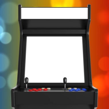 Tasarımınız için oyun Arcade makinesi ile boş perde. 3D parçalamak