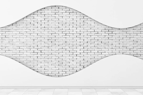 Wand mit weißem Stuck und Ziegel. 3D-Darstellung — Stockfoto