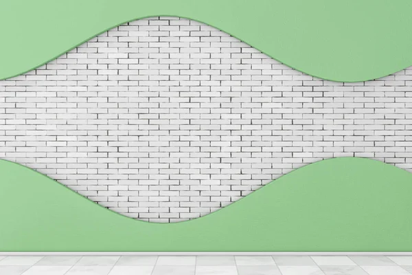 Wall with White Shape Stucco and Brick. 3d Rendering — Stock Photo, Image