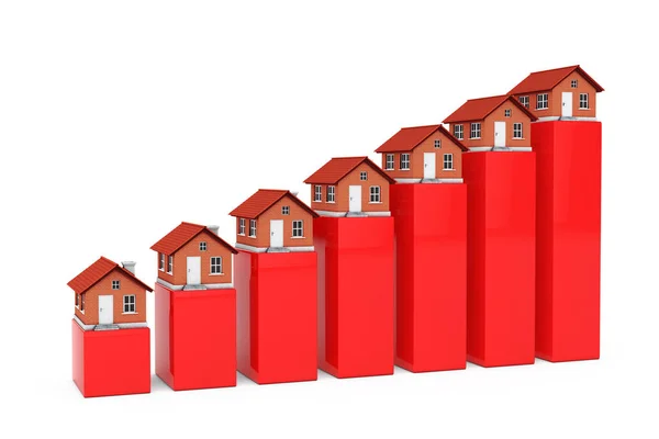 Wzrost cen nieruchomości koncepcji. Domy nad wykres słupkowy. — Zdjęcie stockowe