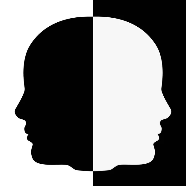 Forme de tête humaine noire et blanche. Rendu 3d — Photo
