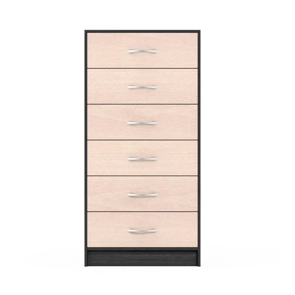 Six Drawers Modern Wooden Dresser. 3d Rendering — Stock Photo, Image