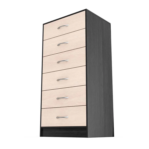 Six Drawers Modern Wooden Dresser. 3d Rendering — Stock Photo, Image