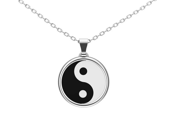 Yin Yang Symbol of Harmony and Balance Silver Coulomb. 3d Render