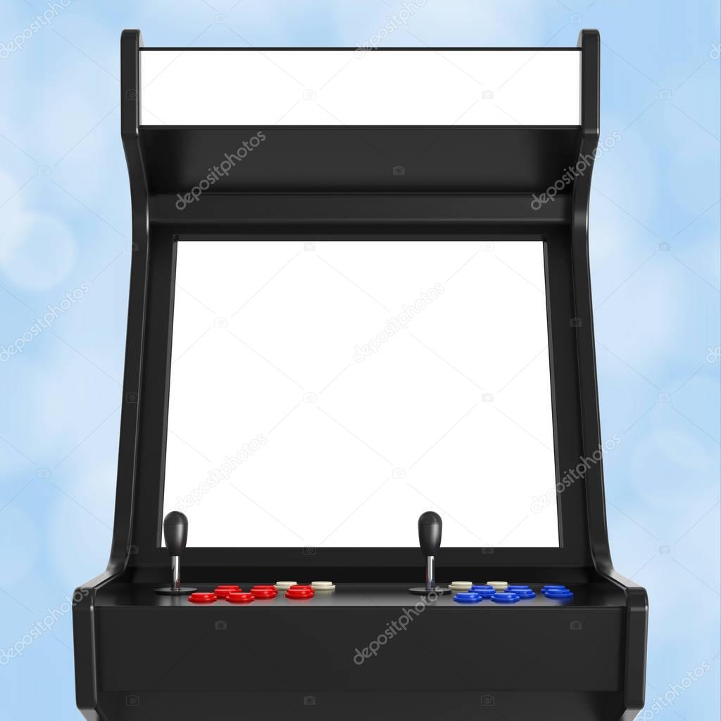 Gaming Arcade Machine with Blank Screen for Your Design. 3d Rend