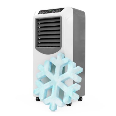 Buz Crystal Snowflake taşınabilir mobil Oda Hava Condi önünde