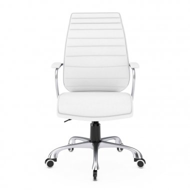 Beyaz deri patron ofis koltuğu. 3D render