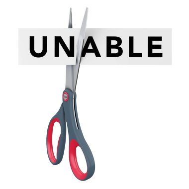 İçin mümkün kağıt işareti makas ile kesme. 3D render