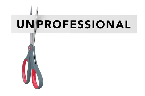 Taglio Segno di carta da non professionale a professionale con forbici . — Foto Stock