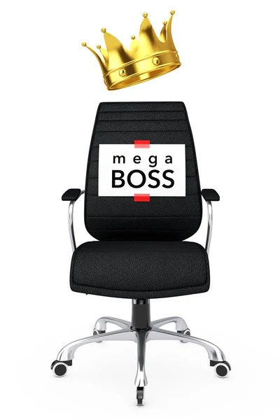 Paper Sheet with Mega Boss Message over Black Leather Boss Offic — Stock Photo, Image