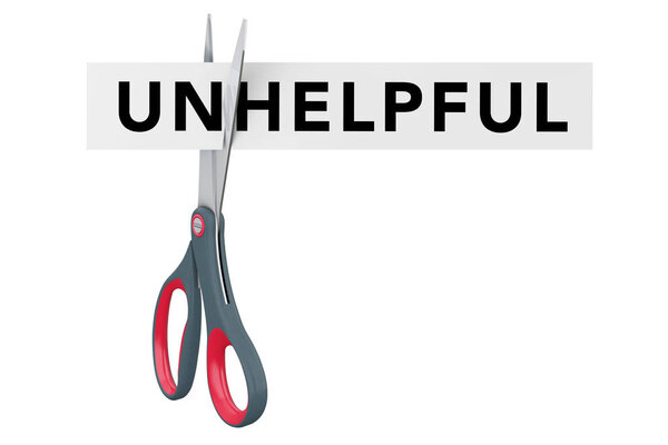 Резка бесполезна для полезной бумажной вывески с ножницами. 3d Render
