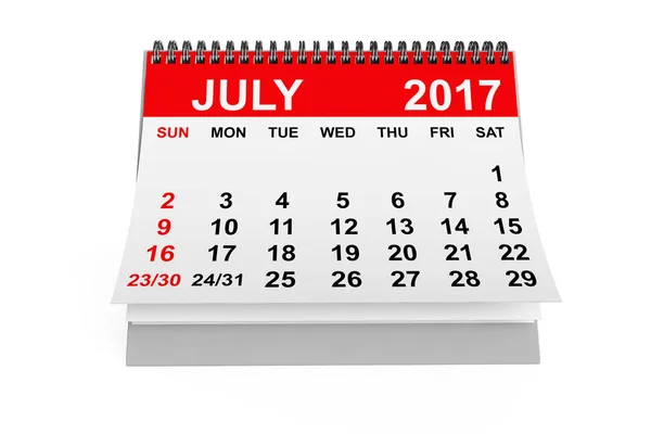 Calendar July 2017. 3d rendering — Stock Photo, Image