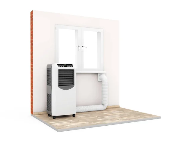 Draagbare mobiele Room Air Conditioner met slang aangesloten op Wind — Stockfoto