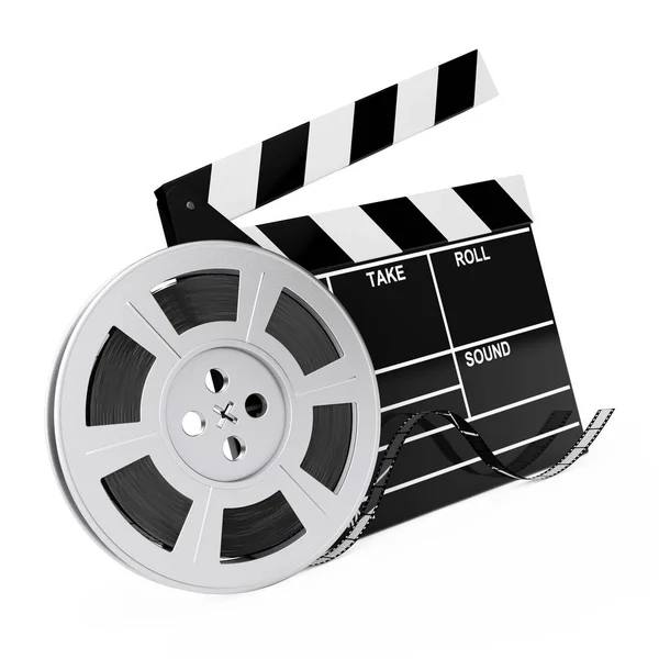 Filmrol met Cinema Tape in de buurt van duig. 3D-rendering — Stockfoto