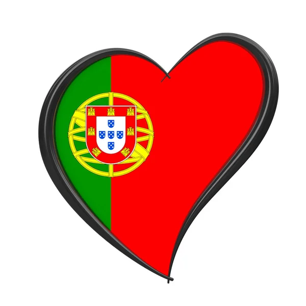 Portugals flagg i hjertet. Eurovision Song Contest 2018 i havn – stockfoto