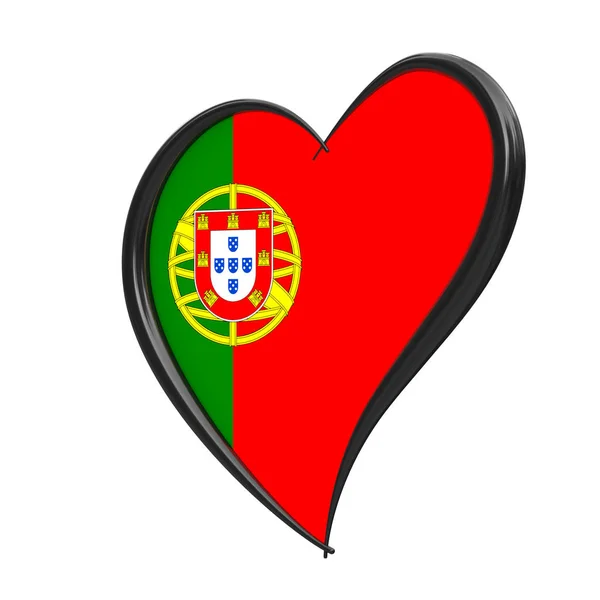 Portugals flagg i hjertet. Eurovision Song Contest 2018 i havn – stockfoto