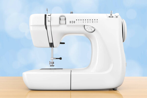 Modern White Sewing Machine. 3d Rendering