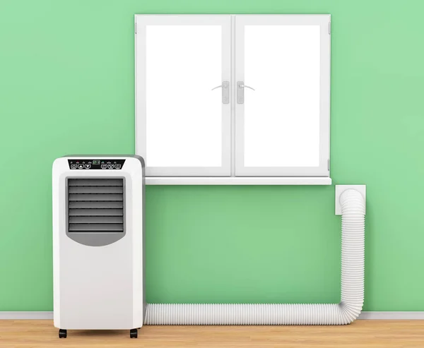Portable Mobile Room Air Conditioner with Hose connected to Wind — Stock Image Portable Mobile Room Air Conditioner with Hose connected to Wind Stock Image