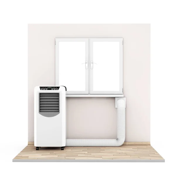 Portable Mobile Room Air Conditioner with Hose connected to Wind — Stock Image Portable Mobile Room Air Conditioner with Hose connected to Wind Royalty Free Stock Photos