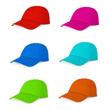 Multicolour moda beysbol şapkası. 3D render