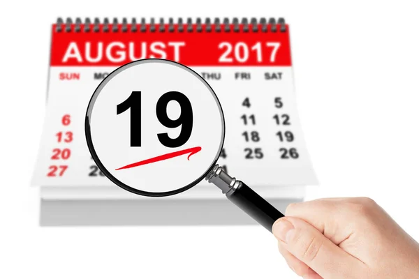 National Aviation dag koncept. 19 augusti 2017 kalender med magn — Stockfoto