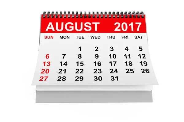 Calendario Agosto 2017. rendering 3d — Foto Stock