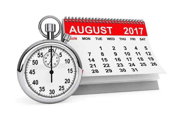 Calendario Agosto 2017 con cronometro. rendering 3d — Foto Stock